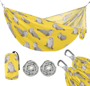 Camping Hammock Outdoor Hammocks for Outside Seal Yellow Beach Trees Portable Lightweight with Pockets Tree Straps Indoor