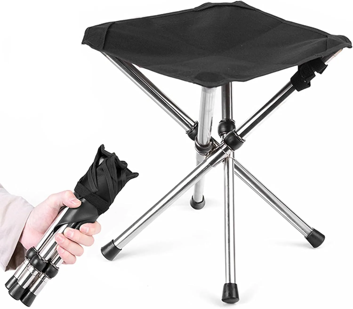 Camping Stool 12.2'' High Folding Camp Stool 220lbs Heavy Loading Tripod Chair Portable Wear-Resistant Fishing Stool Folding Chair for Outdoor Walking Hiking Travel S, Fishing Chair