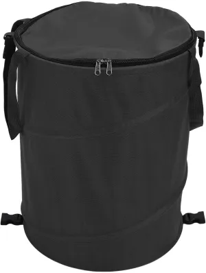 Camping Trash Can Zippered Lid 24 Gallons Large Capacity Portable Outdoor Garbage Container Garden Picnic, Camping Trash Can with Zippered Lid (Black)