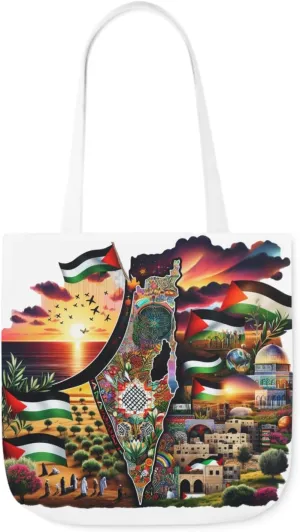Canvas Tote Bag, Free Palestine Map Flag Art, Pro-Palestinian Carryall, Activist Shoulder Bag, Political Statement Tote,