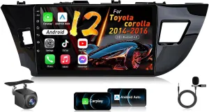 Car Radio Stereo for Toyota Corolla 2014-2016: 4Core   64G ROM 5G-WiFi 10.1" 1280 * 800 Touch Screen Head Unit Wireless Carplay Android Auto Bluetooth GPS RDS EQ HiFi FM Mirror Link SWC Backup Camera