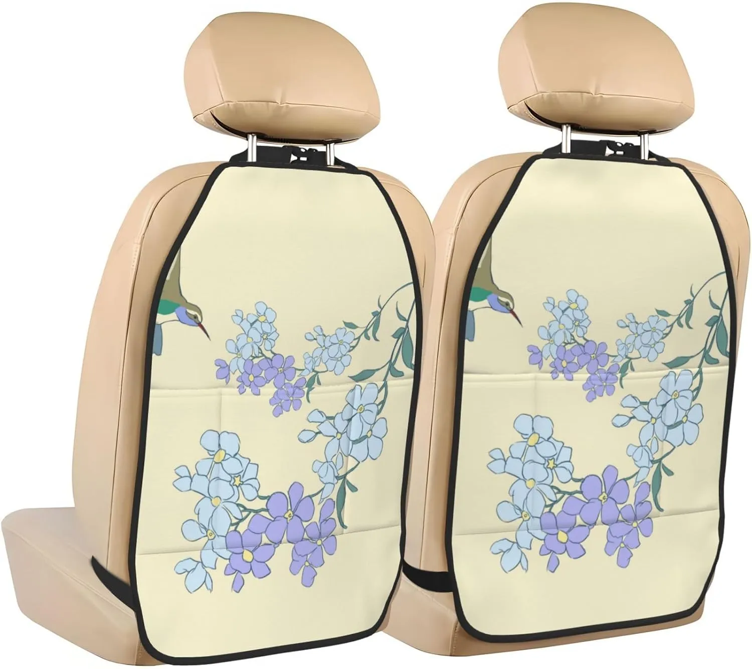 Car Seat Anti-Kick Storage Pads Pack of 2 Universal Car Seat Covers for SUV, Jeep, Truck and Sedan 26.4 x 18.5 Inches Fresh Orchids Prints
