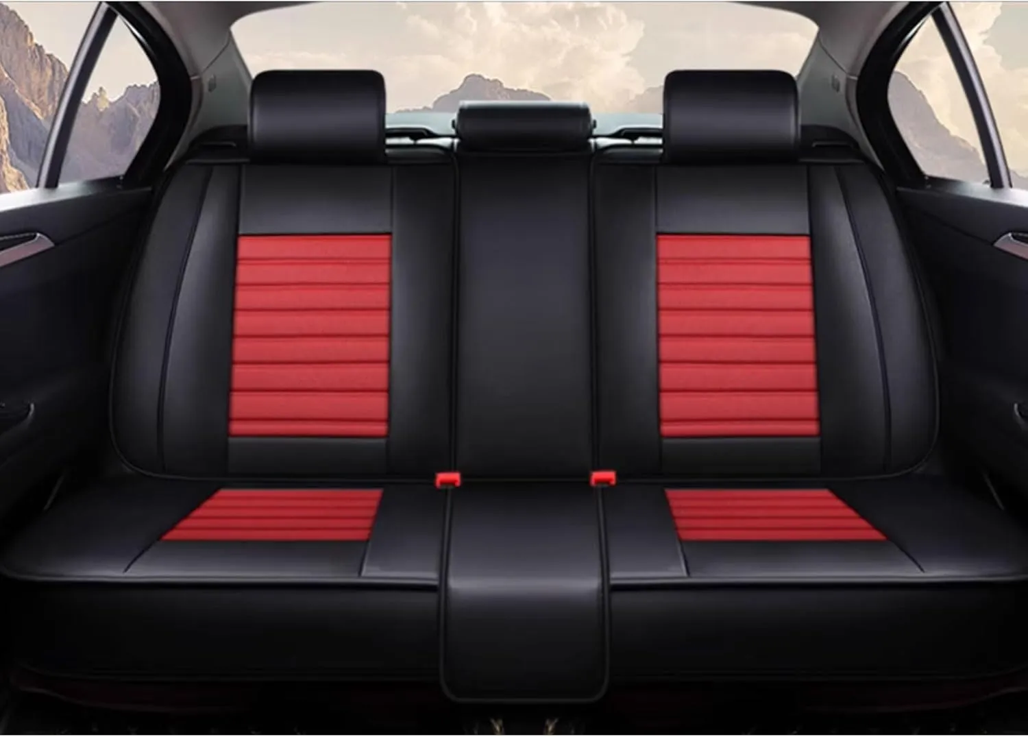 Car Seat Covers for Ligier JS50 2000-2024, Universal 5 Seat Leather Front Rear Seat Protectors Waterproof Seat Cushions Accessories(Red)