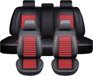 Car Seat Covers for Ligier JS50 2000-2024, Universal 5 Seat Leather Front Rear Seat Protectors Waterproof Seat Cushions Accessories(Red)