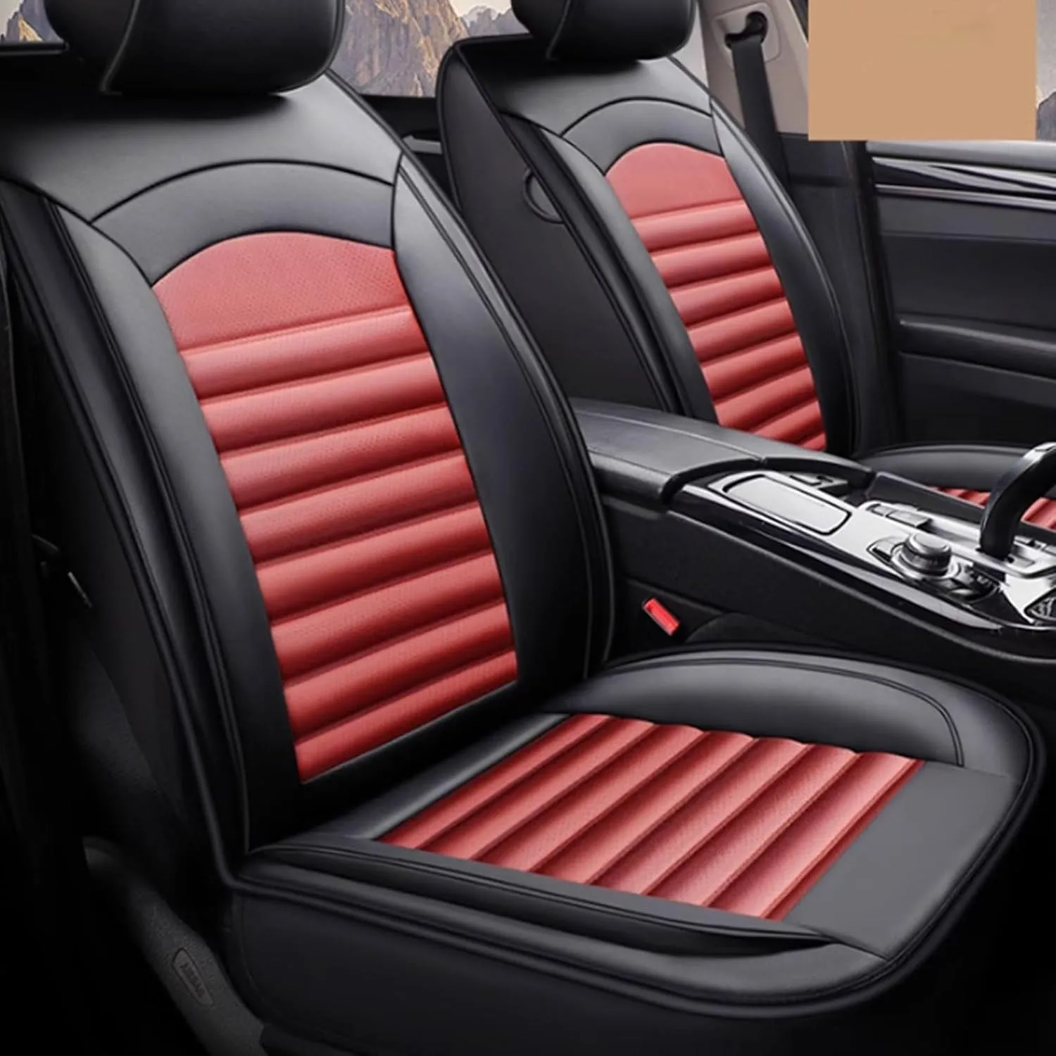 Car Seat Covers for Ligier JS50 2000-2024, Universal 5 Seat Leather Front Rear Seat Protectors Waterproof Seat Cushions Accessories(Red)