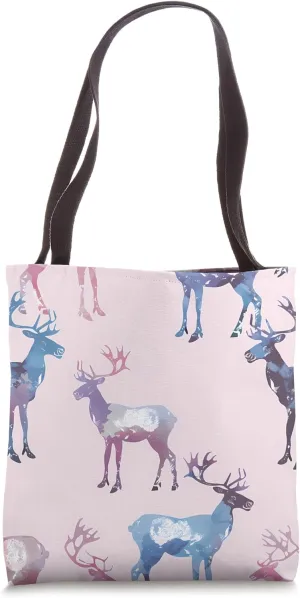 Caribou Pastel Animal Wildlife Pattern Tote Bag