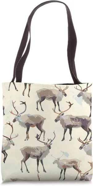 Caribou Wildlife Pattern Pastel Animal Print Tote Bag