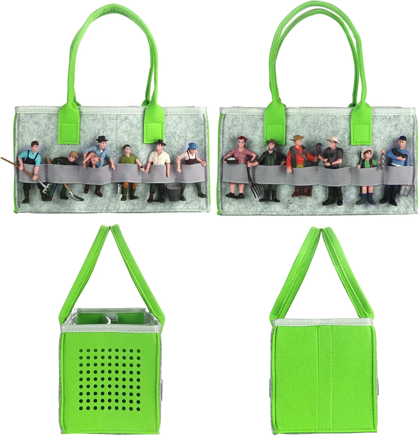 Carrying Bag Case for Toniebox Starter Set and Tonies Figurines, Home Outdoor Hand Storage Travel Felt Bag for Toniebox Accessories Protective Cover Organiser (Gray Green)