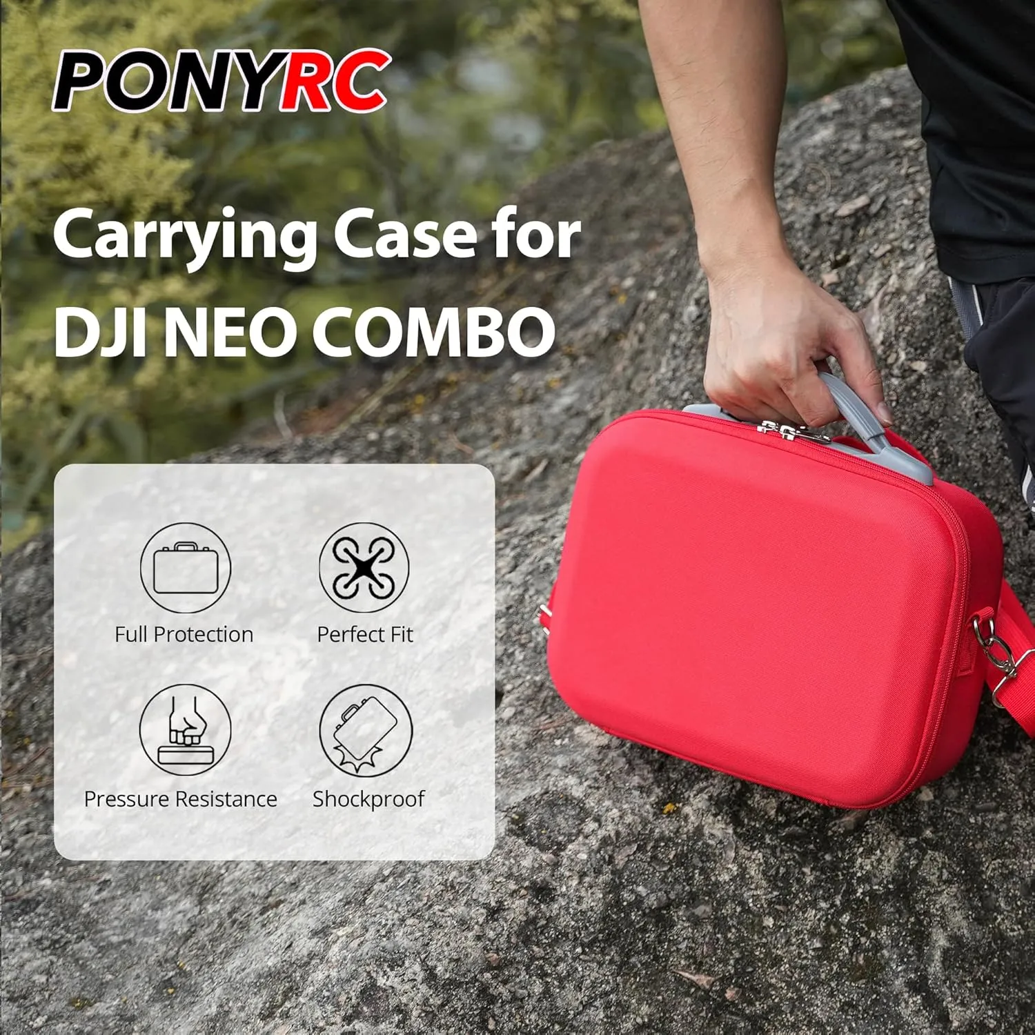 Carrying Case for DJI Neo Combo, Portable Storage Bag Travel Case for DJI Neo Combo, Compatible with RC-N3/N2 Remote Controller, Neo Battery, Charging Hub and other Accessories, Red