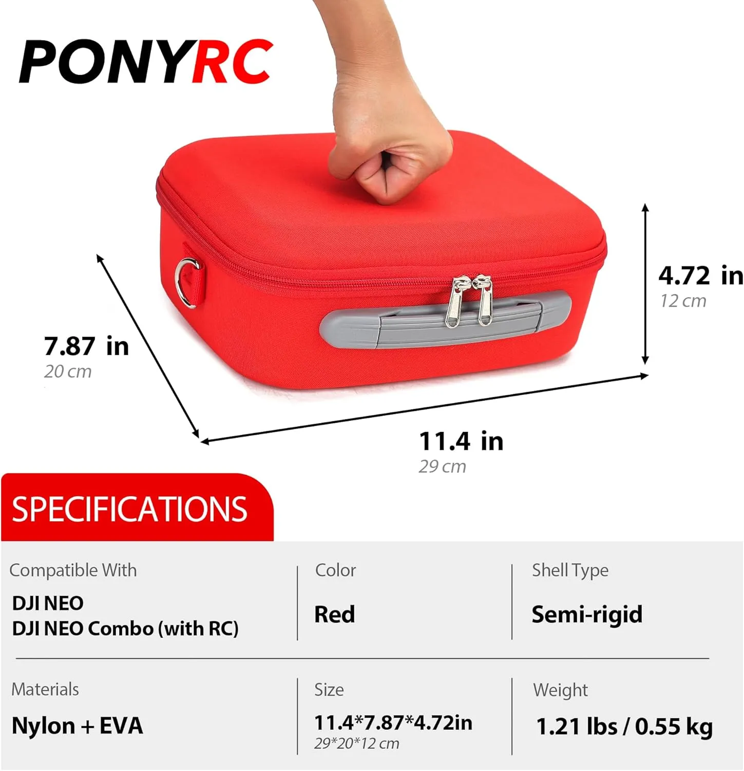Carrying Case for DJI Neo Combo, Portable Storage Bag Travel Case for DJI Neo Combo, Compatible with RC-N3/N2 Remote Controller, Neo Battery, Charging Hub and other Accessories, Red