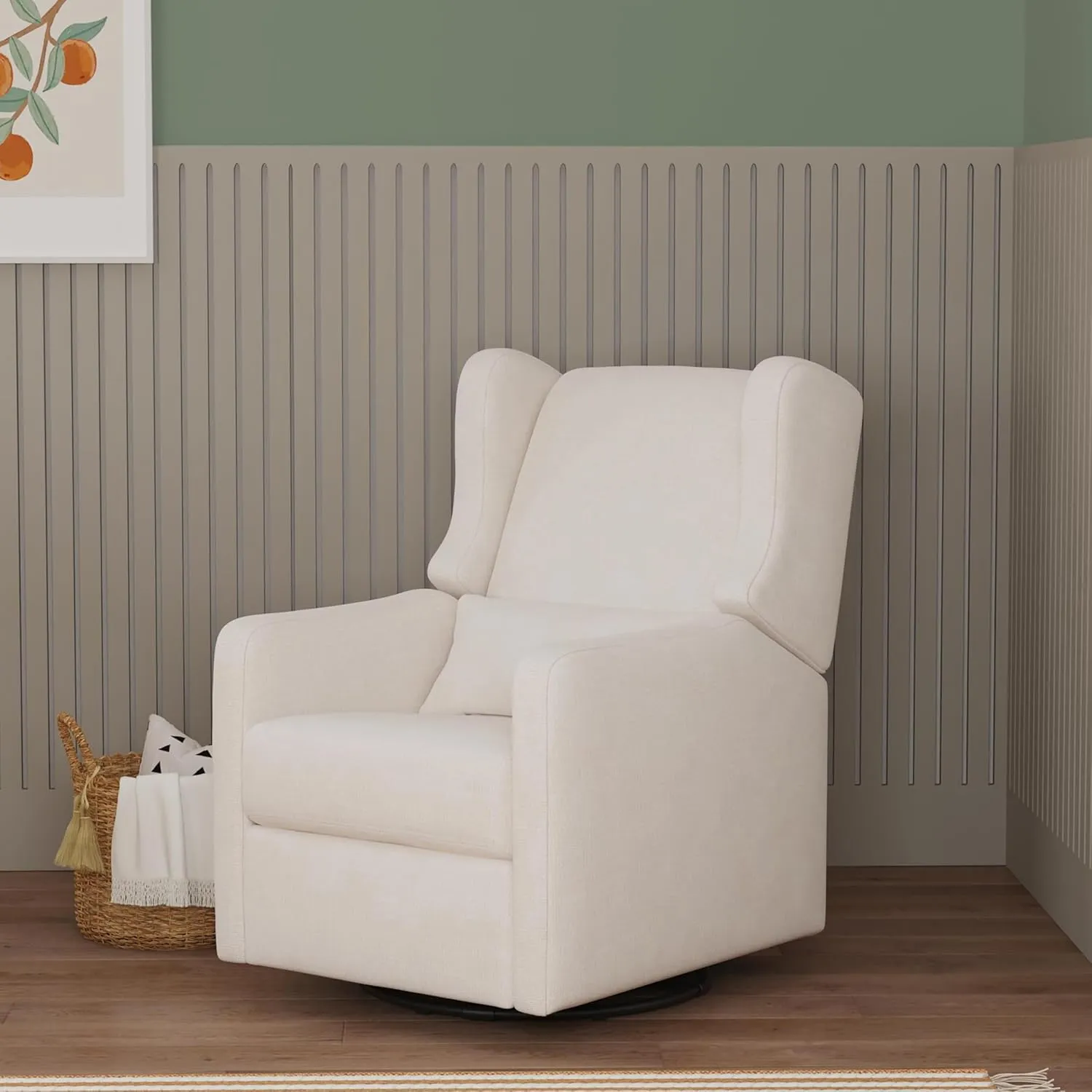Carter’s Arlo Glider Recliner Nursery Chair - Water & Stain Resistant Glider Rocking Chair for Nursery - GREENGUARD Gold, FSC & Certi-PUR US Certified - Cozy Cream Swivel Rocker Recliner Chair
