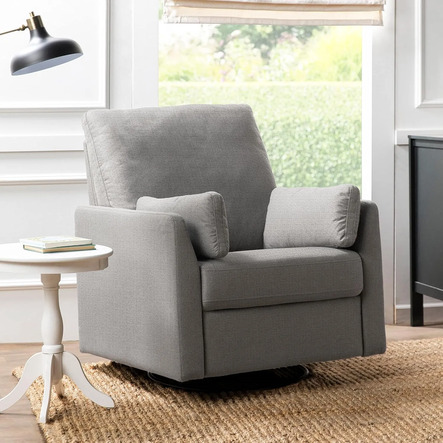 Carter's by DaVinci Ethan Swivel Recliner in Performance Grey Linen, GREENGUARD Gold & CertiPUR-US® Certified
