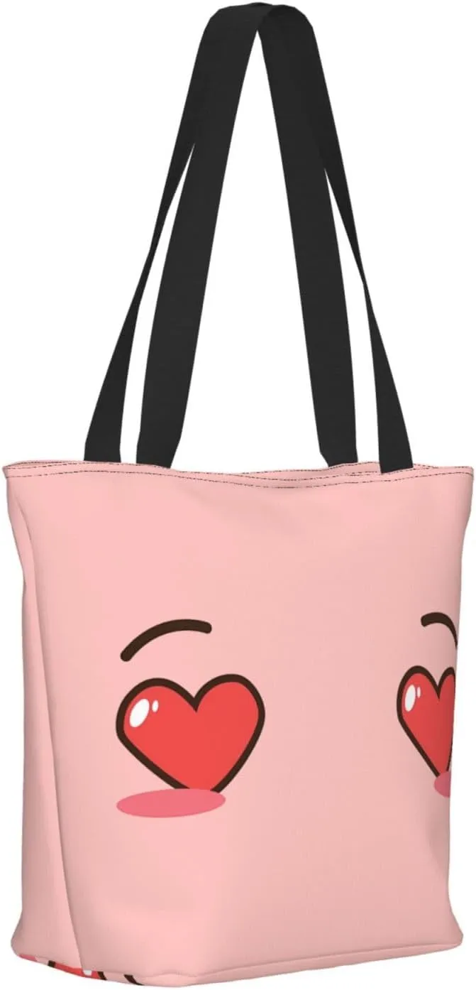 Cartoon Cute Hearts Eyes Tote Bag Women Reusable Shopping Bags Shoulder Bag Portable Storage HandBags
