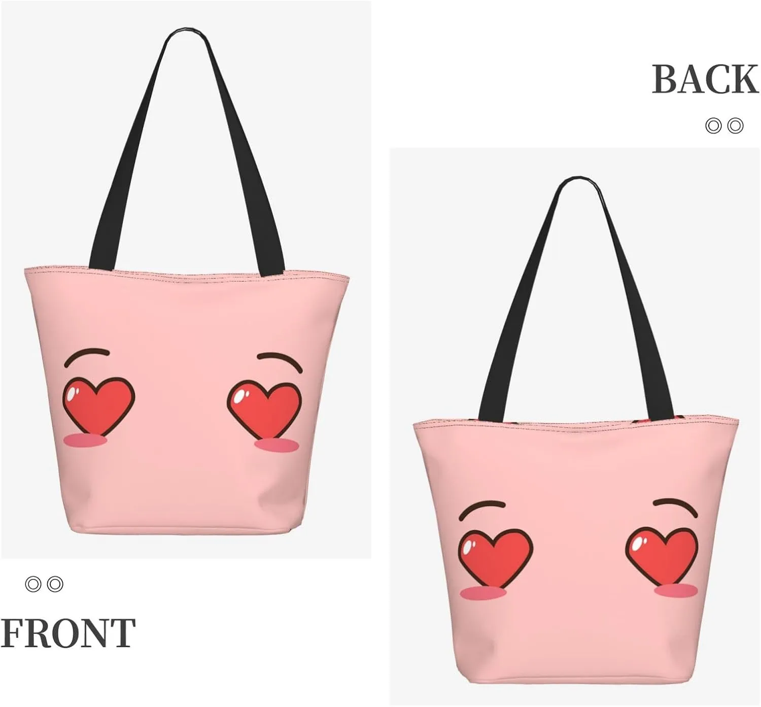 Cartoon Cute Hearts Eyes Tote Bag Women Reusable Shopping Bags Shoulder Bag Portable Storage HandBags