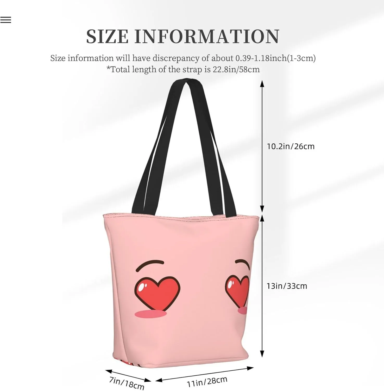 Cartoon Cute Hearts Eyes Tote Bag Women Reusable Shopping Bags Shoulder Bag Portable Storage HandBags