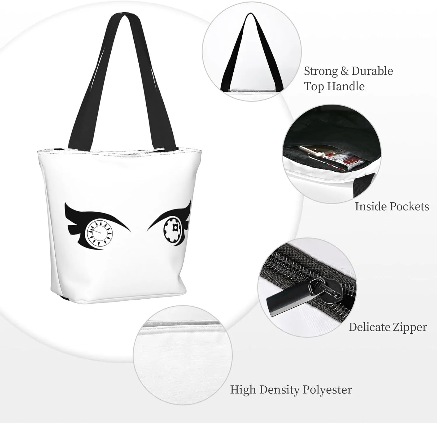 Cartoon Cute Hearts Eyes Tote Bag Women Reusable Shopping Bags Shoulder Bag Portable Storage HandBags