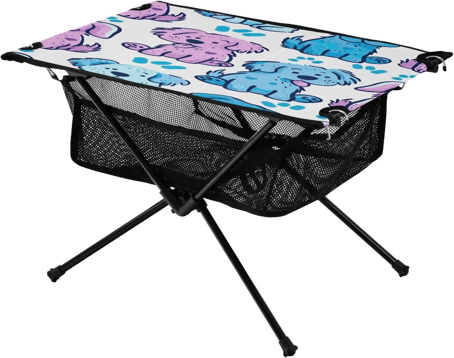 Cartoon Dogs Portable Folding Camping Table, Compact Lightweight Beach Table with Carrying Bag for Outdoor Picnics, BBQs, Camp