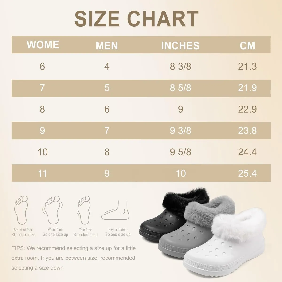 Casazoe Unisex-Adult Lined Clogs Women Men Waterproof Winter Warm Fuzzy Slippers Fleece Lining House Slippers Lightweight Outdoor Indoor Home Shoes