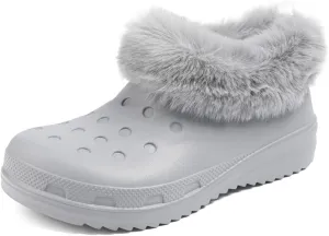 Casazoe Unisex-Adult Lined Clogs Women Men Waterproof Winter Warm Fuzzy Slippers Fleece Lining House Slippers Lightweight Outdoor Indoor Home Shoes