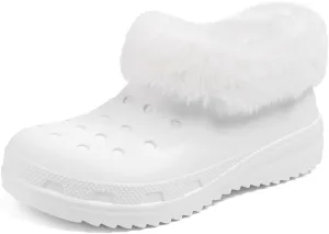 Casazoe Unisex-Adult Lined Clogs Women Men Waterproof Winter Warm Fuzzy Slippers Fleece Lining House Slippers Lightweight Outdoor Indoor Home Shoes