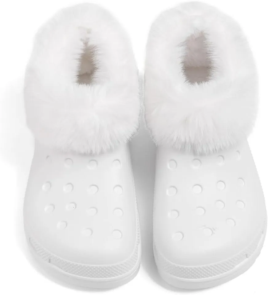Casazoe Unisex-Adult Lined Clogs Women Men Waterproof Winter Warm Fuzzy Slippers Fleece Lining House Slippers Lightweight Outdoor Indoor Home Shoes