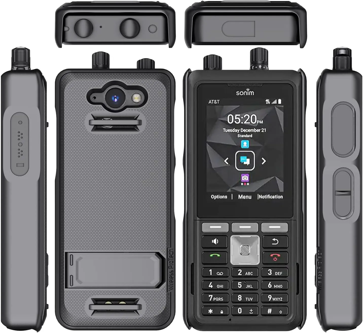 Case Compatible with Sonim XP5PLUS (XP5900) (Knob and No Knob Versions), Protective Shell Case with Kickstand and Screen Protector (Black)