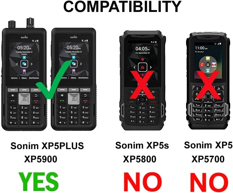 Case Compatible with Sonim XP5PLUS (XP5900) (Knob and No Knob Versions), Protective Shell Case with Kickstand and Screen Protector (Black)
