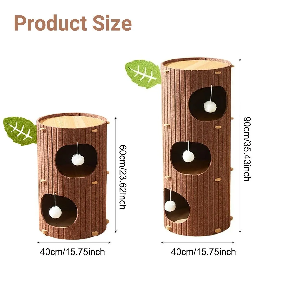 Cat House Nest Double Felt Bucket Tree Hole Enclosed Pet Bed Warm Sleeping Cave