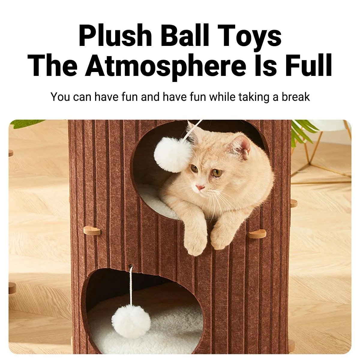 Cat House Nest Double Felt Bucket Tree Hole Enclosed Pet Bed Warm Sleeping Cave
