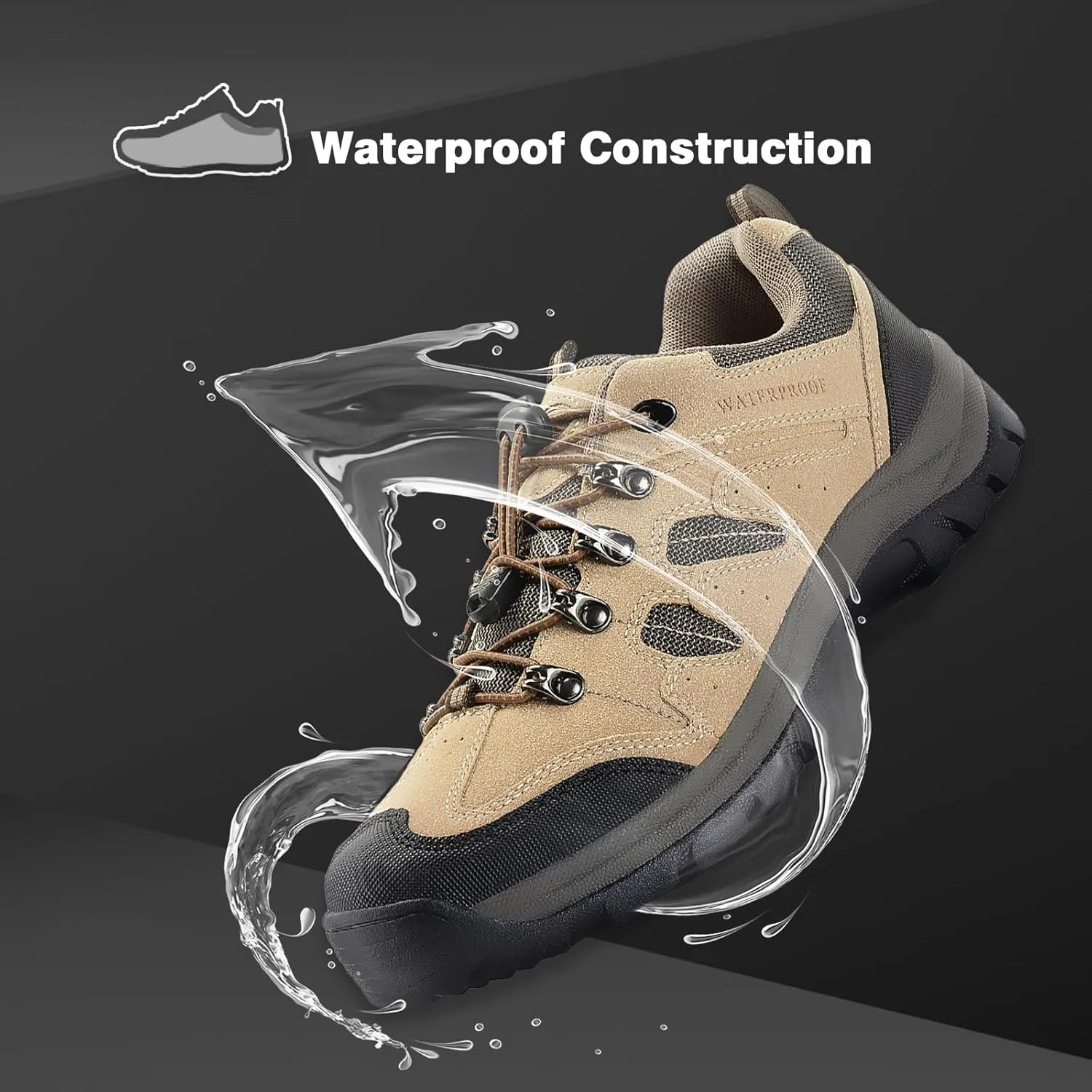 CC-Los Mens Waterproof Hiking Shoes Lightweight Breathable Walking Trekking Sneakers Size 7-13