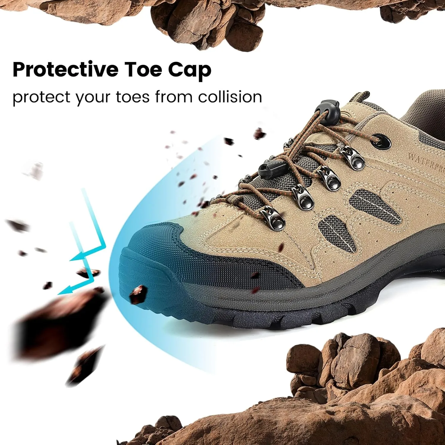 CC-Los Mens Waterproof Hiking Shoes Lightweight Breathable Walking Trekking Sneakers Size 7-13