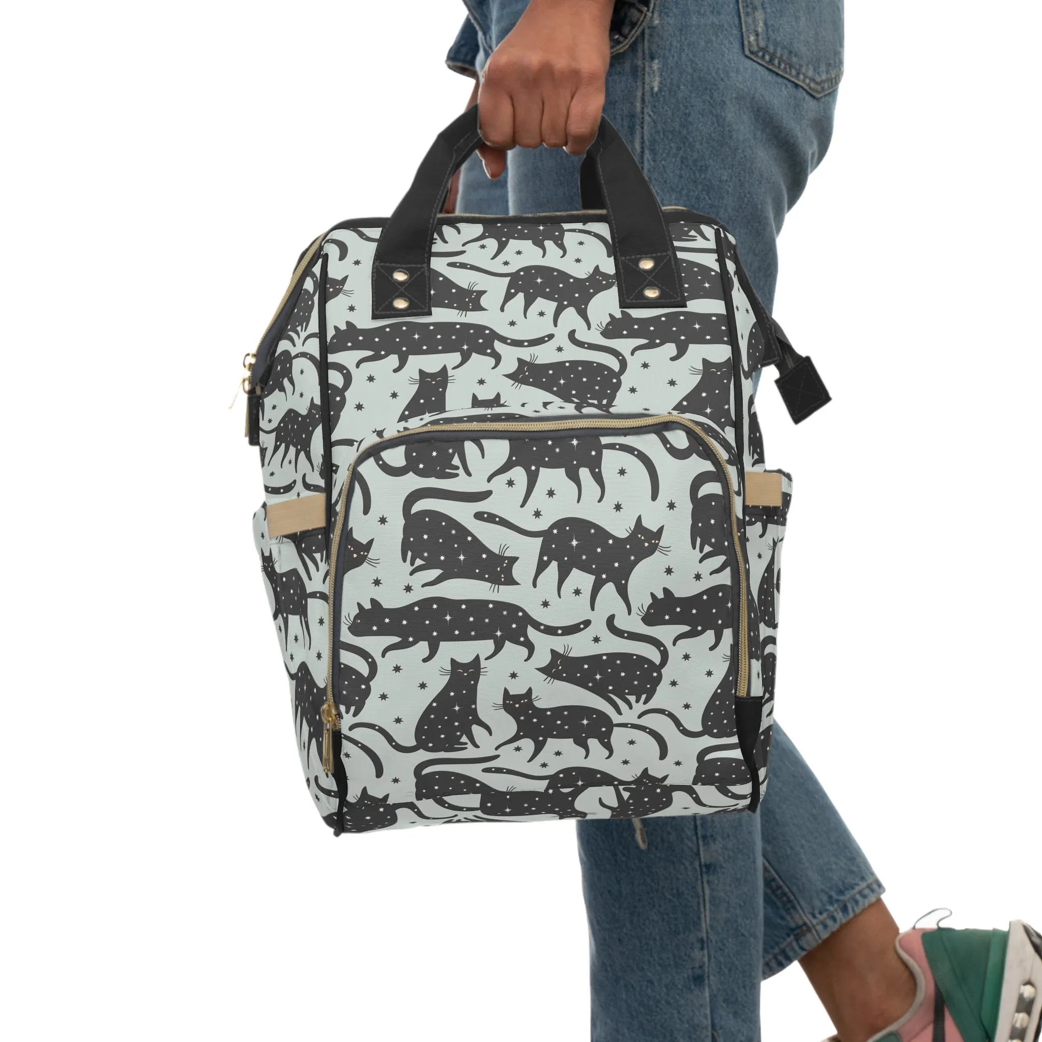 Celestial Cats Pattern Large Capacity Backpack
