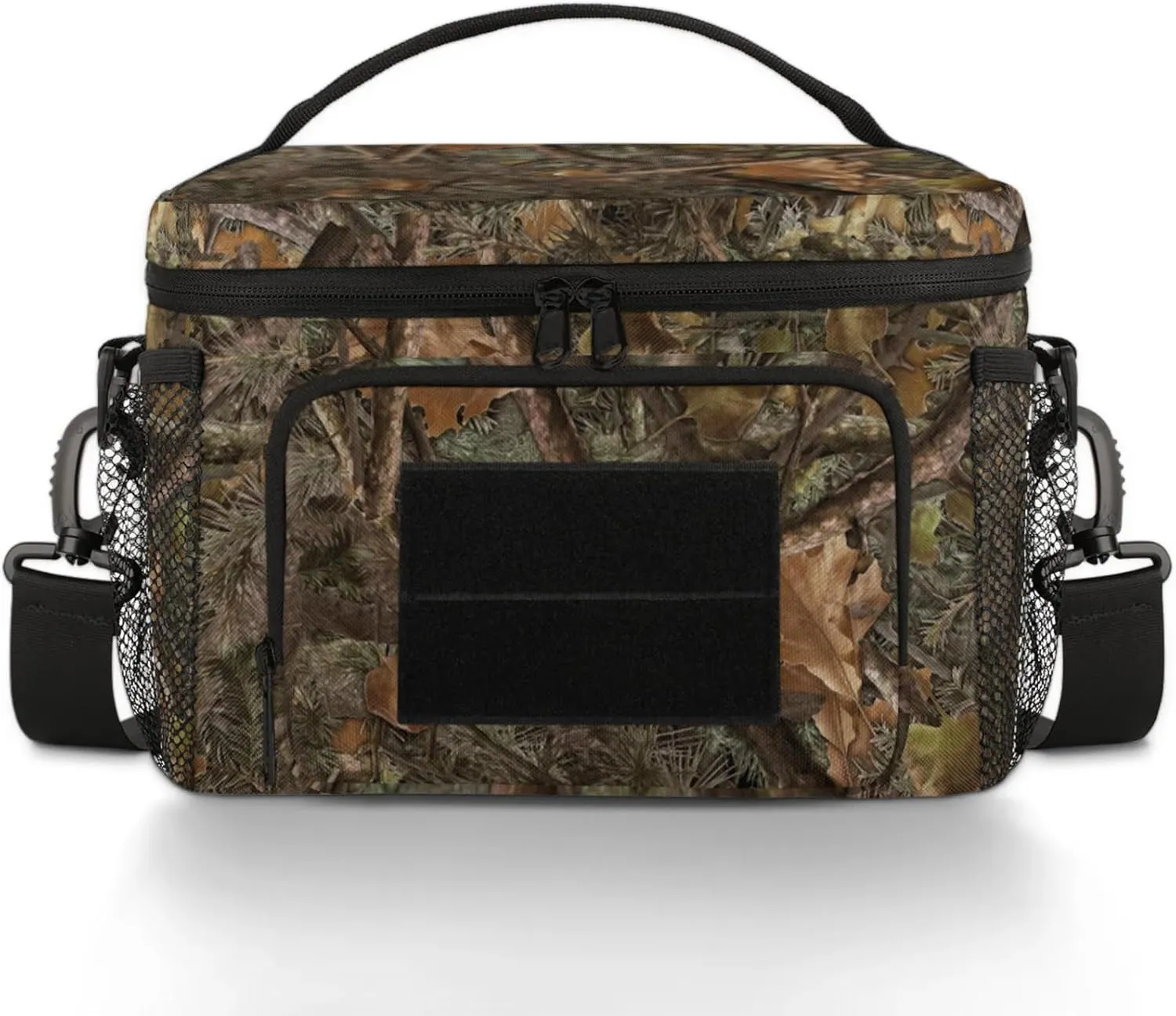 cfpolar Tactical Lunch Box for Men, Forest Camouflage Branches Insulated Lunch Bag Adult, Small Lunch Pail Leakproof Waterproof Cooler Bag, for Work Outdoor Beach Camping Travel, 12 Cans/7