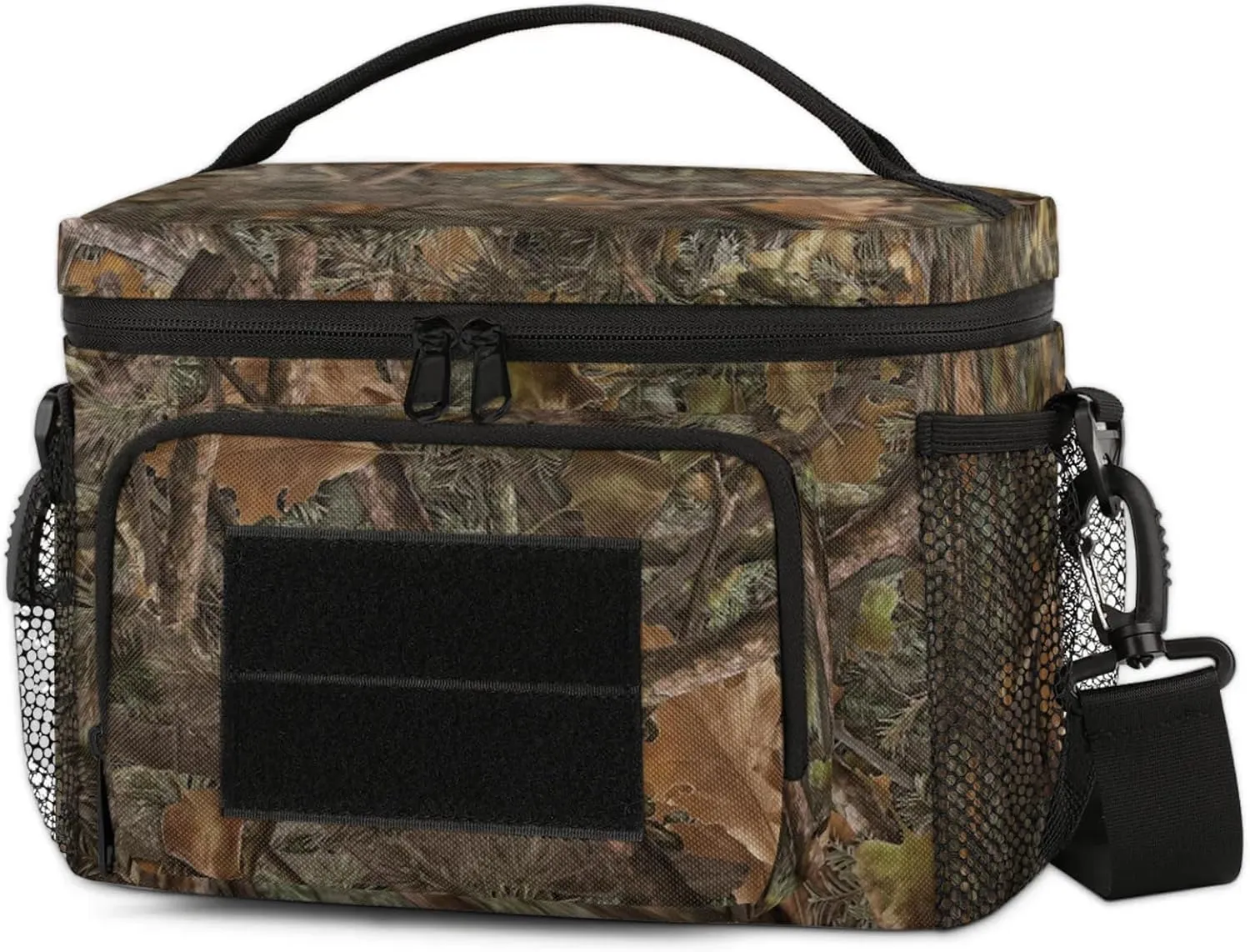 cfpolar Tactical Lunch Box for Men, Forest Camouflage Branches Insulated Lunch Bag Adult, Small Lunch Pail Leakproof Waterproof Cooler Bag, for Work Outdoor Beach Camping Travel, 12 Cans/7