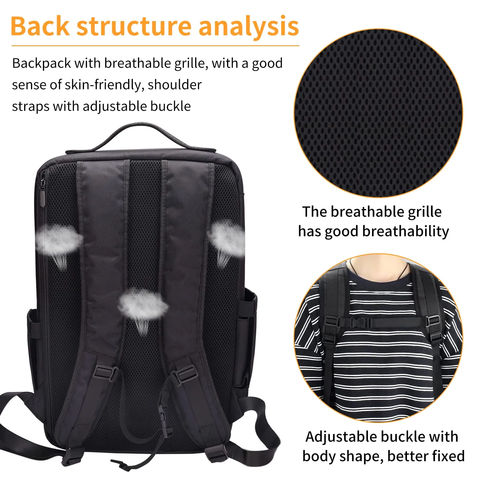CGBARBER Large Makeup Backpack, Professional Barber Travel Backpack Sliding Trays with Adjustable Dividers Cosmetic Storage Organizer (Black)