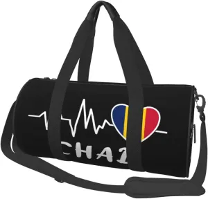 Chad Heartbeat Duffel Bag Gym Bag Travel Sports Tote Large Foldable Beach Swim Yoga9