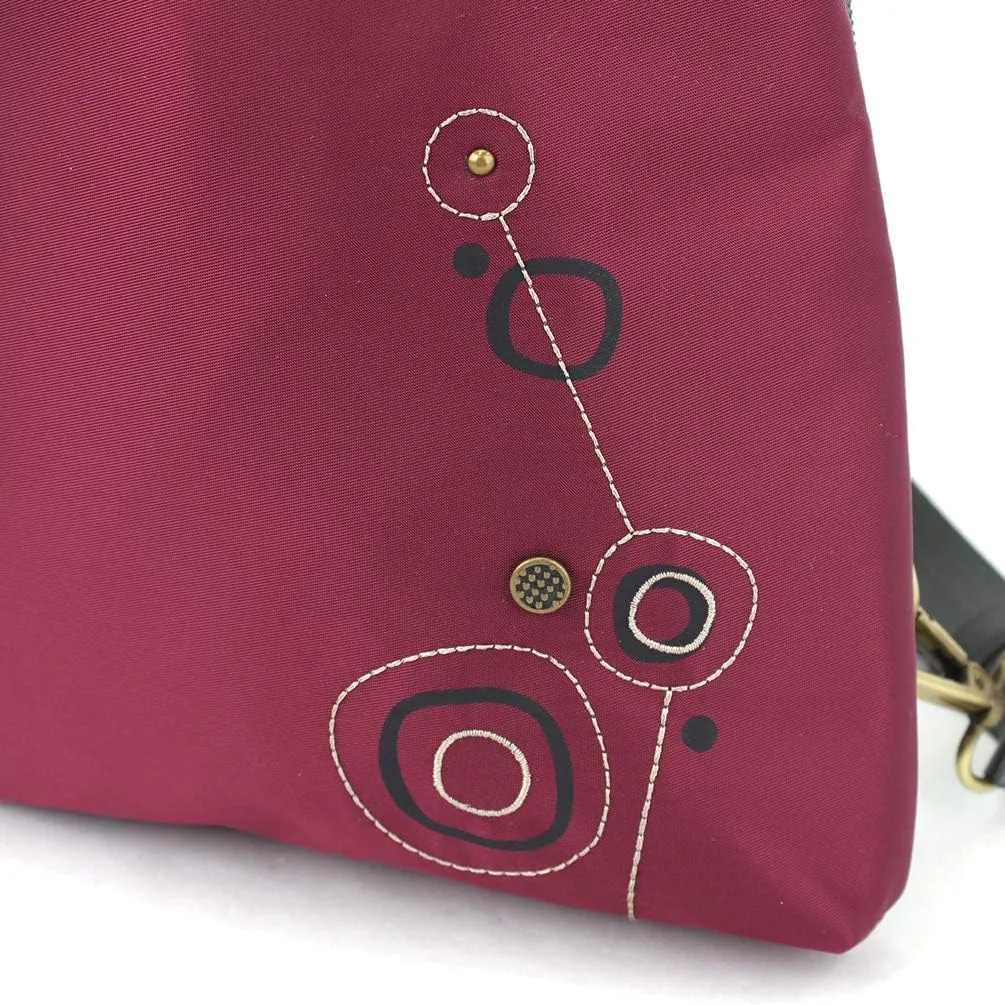 CHALA CV-Escape Sling Backpack - Women Nylon RFID Crossbody Sling Bag - Pawprint - burgundy