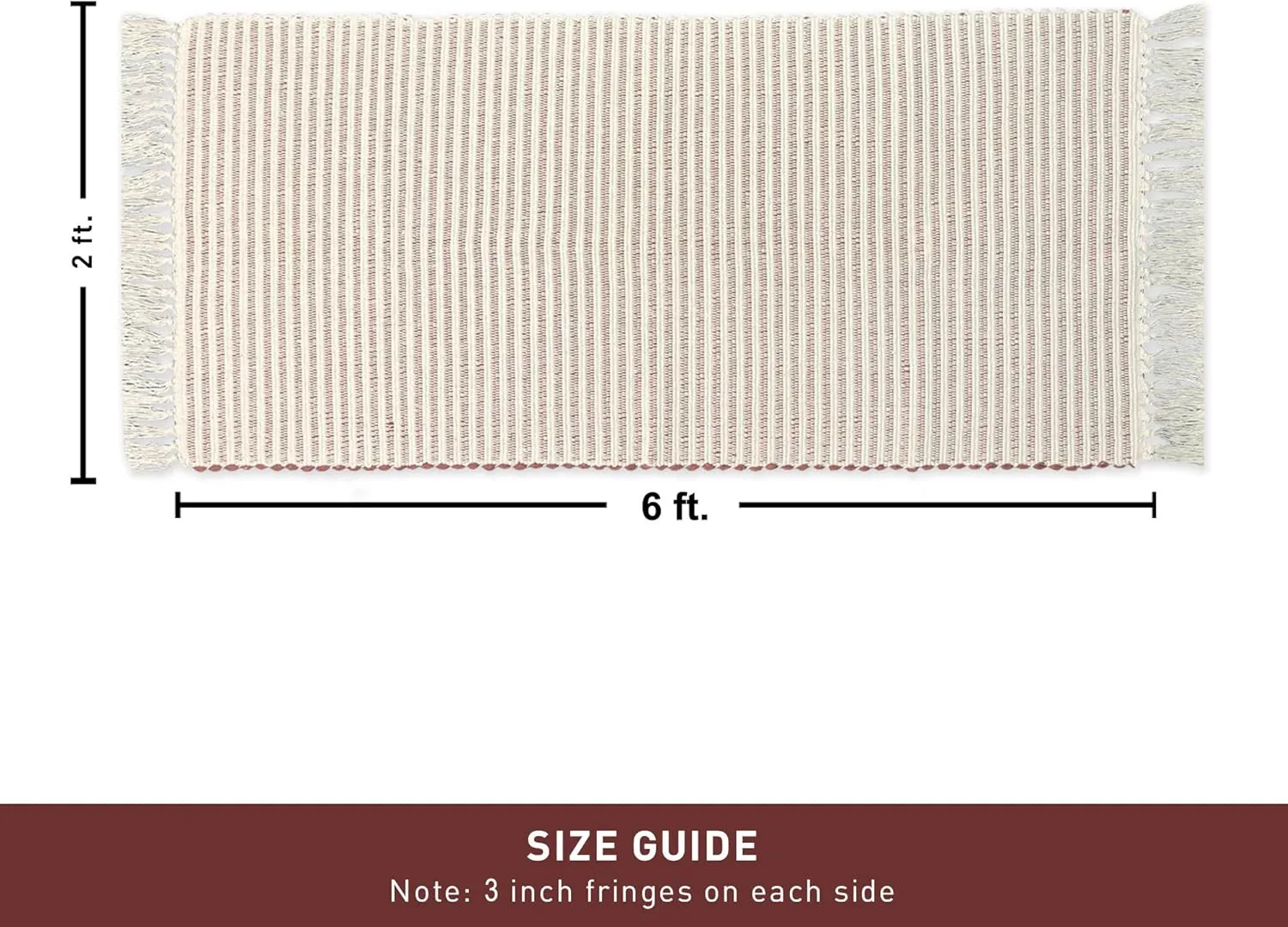 Chardin Home Rust & Ivory Providence Throw - 2x6 Feet | Hand Woven Farmhouse Rug | Great in Kitchens, Entryways, Bathrooms & Meditation Spaces | Machine Washable & Reversible Cotton Rug