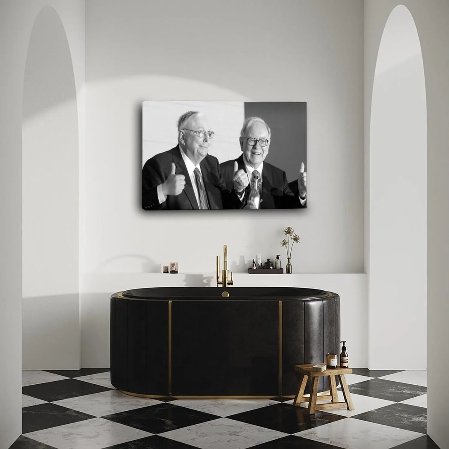 Charlie Mungers And Warren Buffett Black And White Portrait Art Posters (2) Canvas Painting Wall Art Poster for Bedroom Living Room Decor 30x20inch(75x50cm) Frame-style