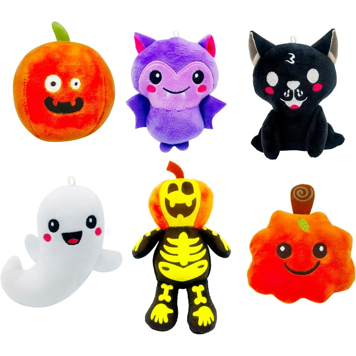 Cherislpy 6 Pack Halloween Plush Stuffed Animal Set Soft Pumpkin Toys Gifts for Kids Girls Party Favors Halloween Party Decorations Gift Bags