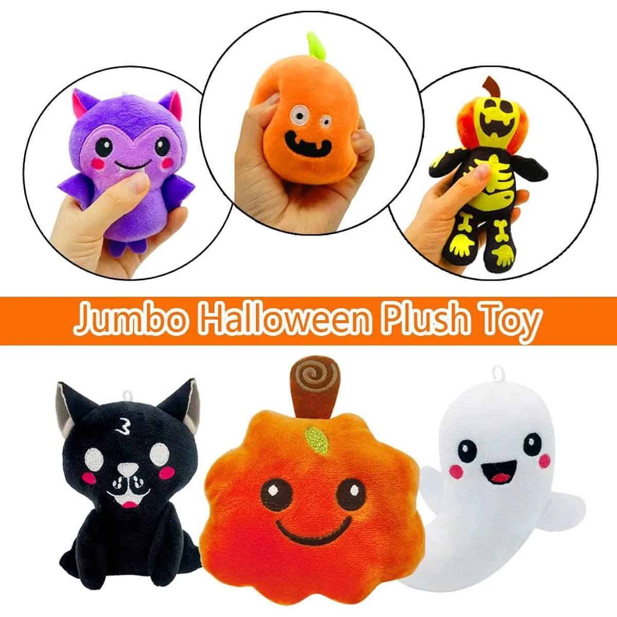 Cherislpy 6 Pack Halloween Plush Stuffed Animal Set Soft Pumpkin Toys Gifts for Kids Girls Party Favors Halloween Party Decorations Gift Bags