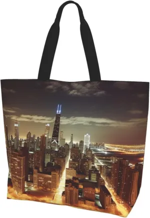 Chicago City printed Reusable Shoulder bag Shopping Bag Fashion Handbag