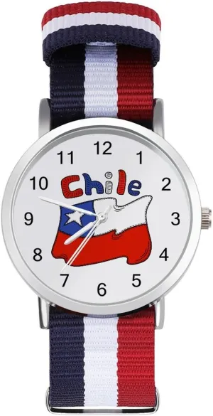 Chilean Flag Chile Lightweight Wrist Watch Adjustable Nylon Band Outdoor Sport Work Wrist Watch Easy to Read Time