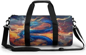 China Dragon with Thunder Gym Bag Sports Duffle Bags for Men Women Travel Swimming Fitness with Shoe And Wet Compartment
