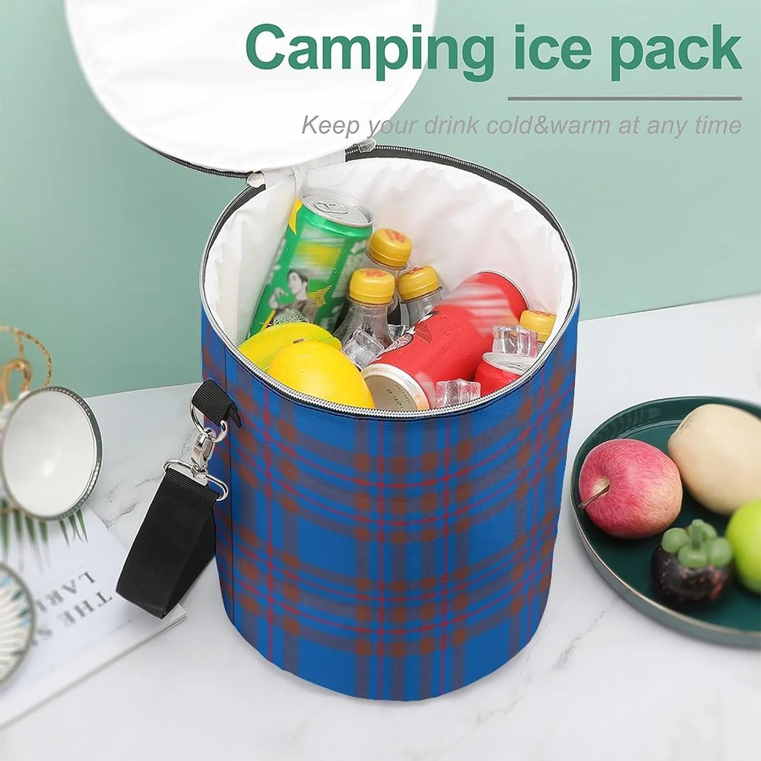 Clan Elliot Tartan Chiffon Large Capacity Cylindrical Camping Ice Pack Unisex