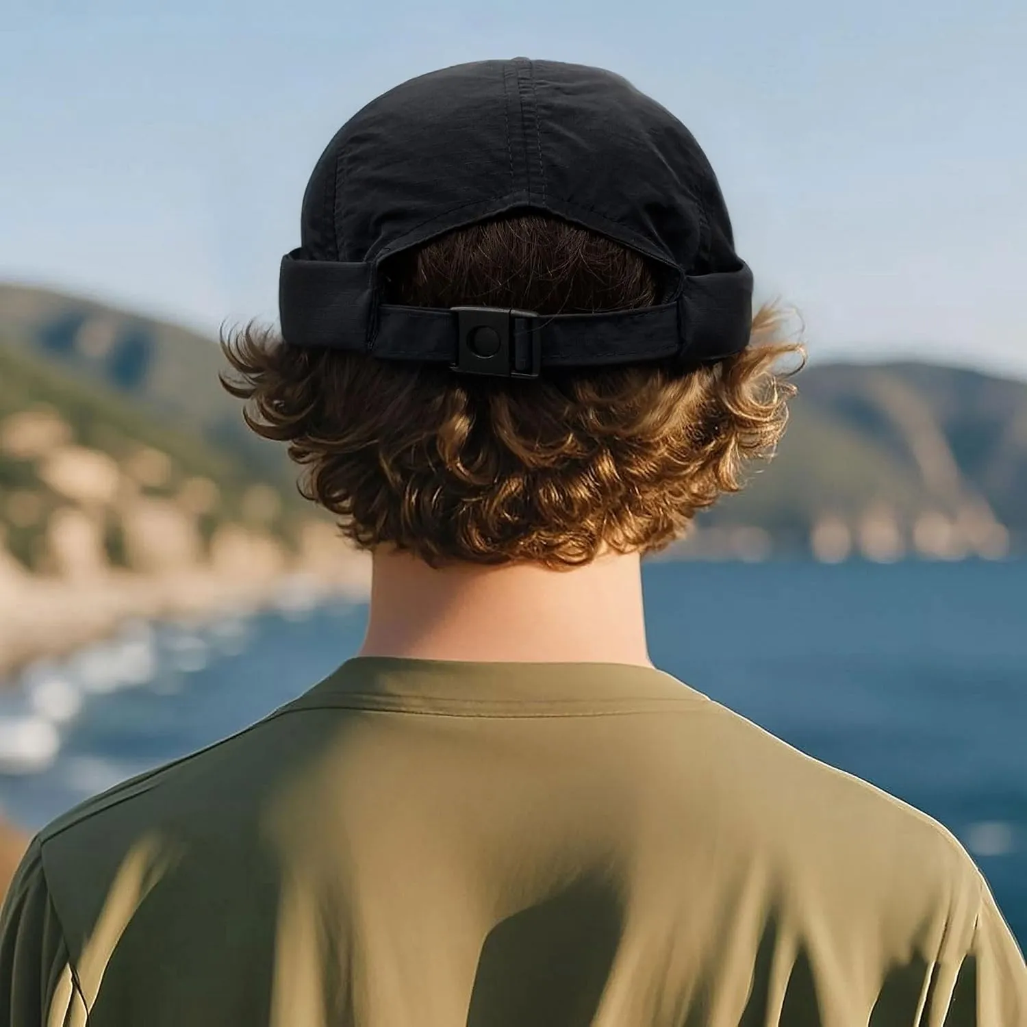 CLAPE Brimless Cap for Men Lightweight Breathable Nylon 5 Panel Docker Cap Waterproof No Visor Worker Rolled Cuff Leon Hat