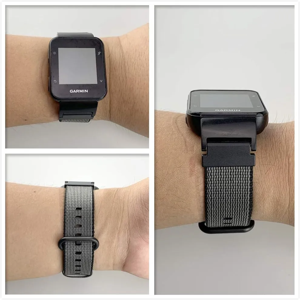 Classic Nylon Weave Band Compatible with Garmin Forerunner 35 Approach S10 Watch Band Replacement Accessory Smartwatch Strap with Adapters