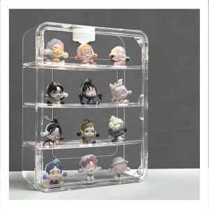 Clear Display Case with Light, Clear Display Case for Figures, Acrylic Storage Organizers Box with Magnetic Door, Wall-Mounted Dustproof Showcase for Collectibles Action Figure (4 Tier)