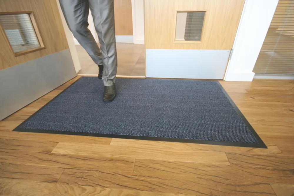 COBA Vyna-Plush Entrance Mat Black / Blue 1.2m x 0.9m x 7mm