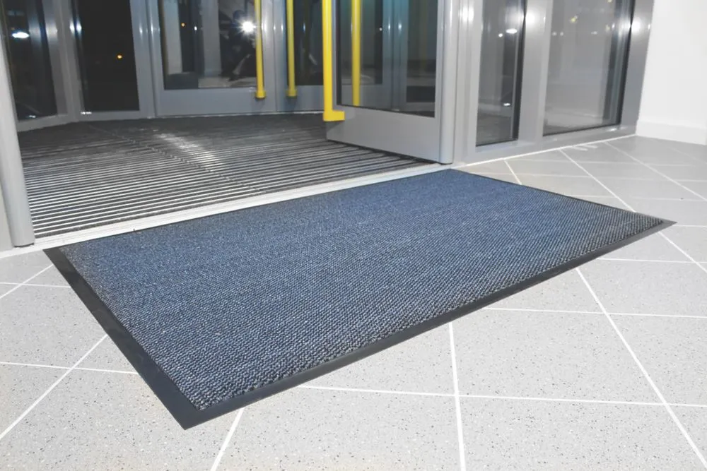 COBA Vyna-Plush Entrance Mat Black / Blue 1.2m x 0.9m x 7mm